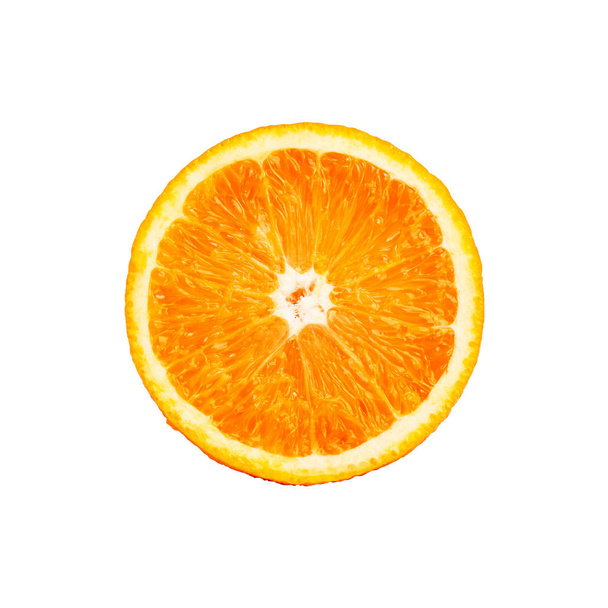 Half slide of fresh nature orange, high vitamin fruit, isolated on white background with clipping mask - Photo, Image