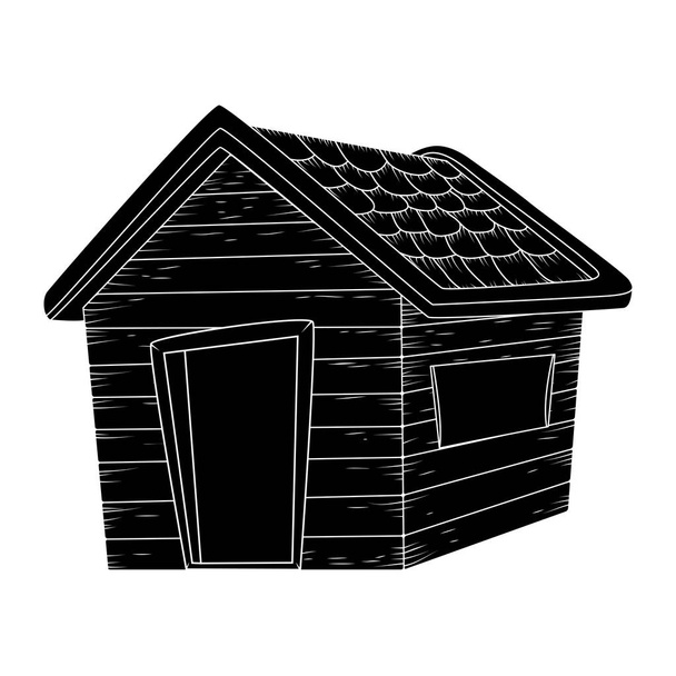 wooden house silhouette vector design isolated on white - Vector, Image