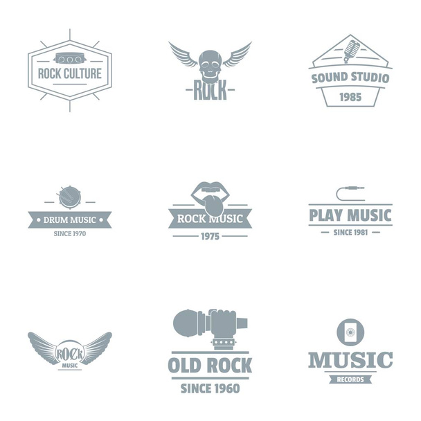 Old rock logo set, simple style - Διάνυσμα, εικόνα