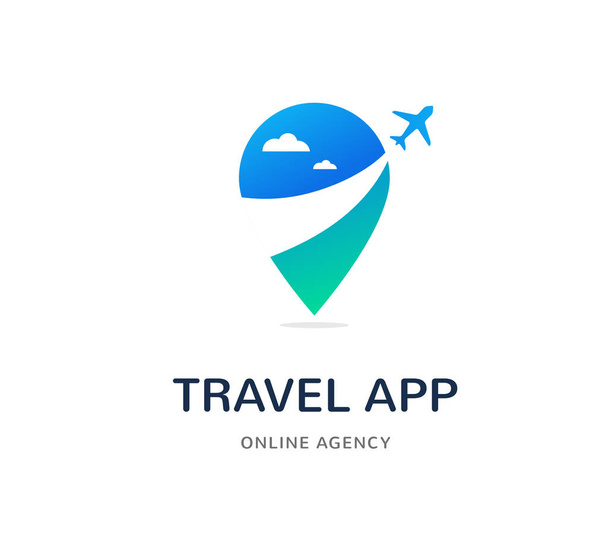 Agencia de viajes, aplicación de turismo y logo de viajes, tours de aventura, icono y elemento
 - Vector, imagen