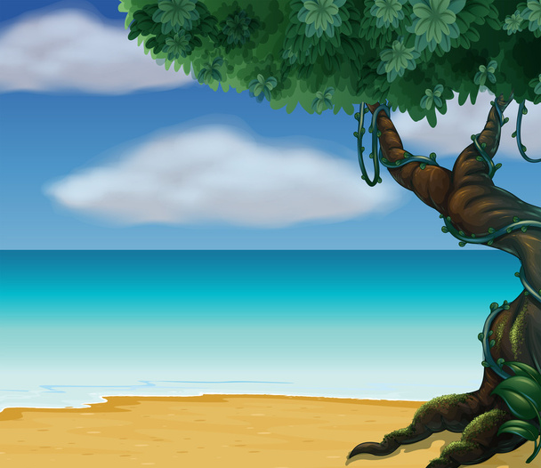 Un gran árbol en la playa
 - Vector, imagen