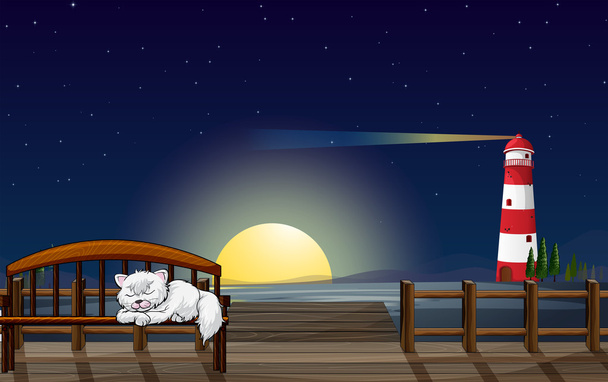 liman içinde uyuyan bir kedi - Vektör, Görsel