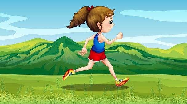 dívka jogging v okolí kopce - Vektor, obrázek