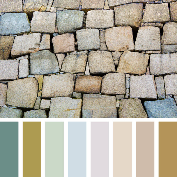 Achtergrond van kleurrijke stenen blokken In een kleurenpalet met gratis kleur stalen. - Foto, afbeelding