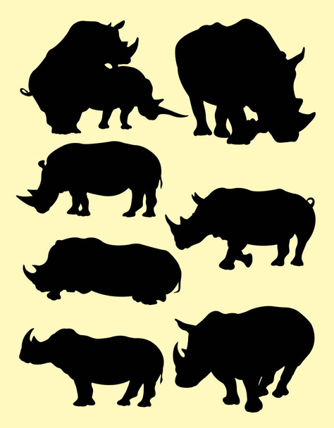 Silhouette of rhinoceros. Good use for symbol, logo, web icon, mascot, sign, or any design you want. - Vektor, Bild