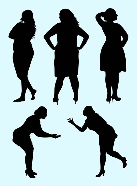 Silhouette of overweight woman. Good use for symbol, logo, web icon, mascot, sign, or any design you want. - Vector, Image