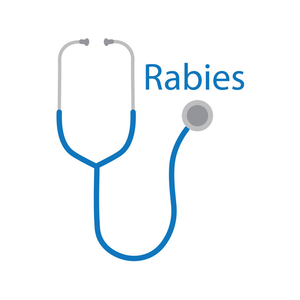 rabies word and stethoscope icon- vector illustration - Vector, Image