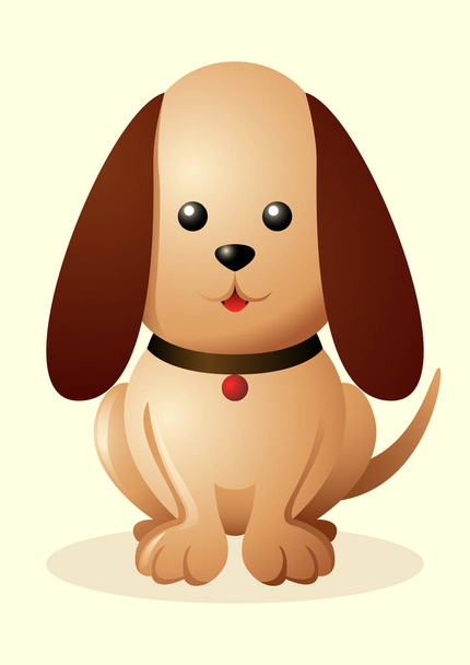 Vector cartoon illustration of a cute little puppy - Vector, Image