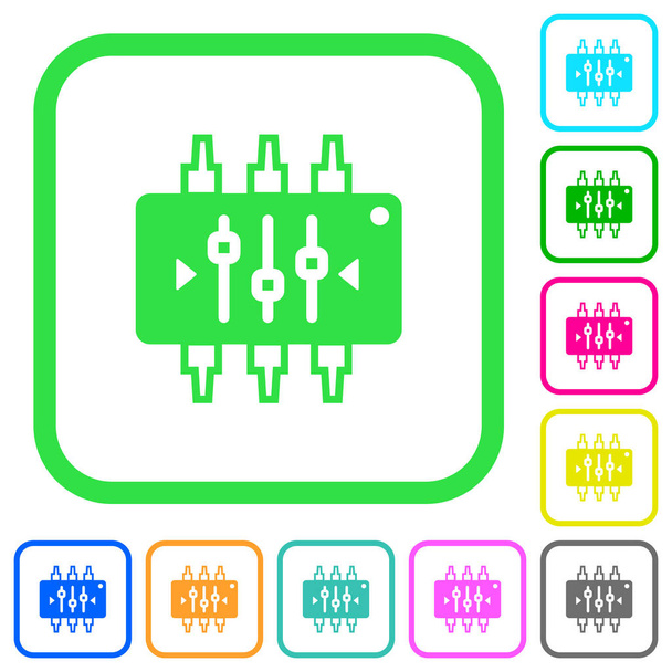 Chip tuning vivide icone piatte colorate in bordi curvi su sfondo bianco
 - Vettoriali, immagini