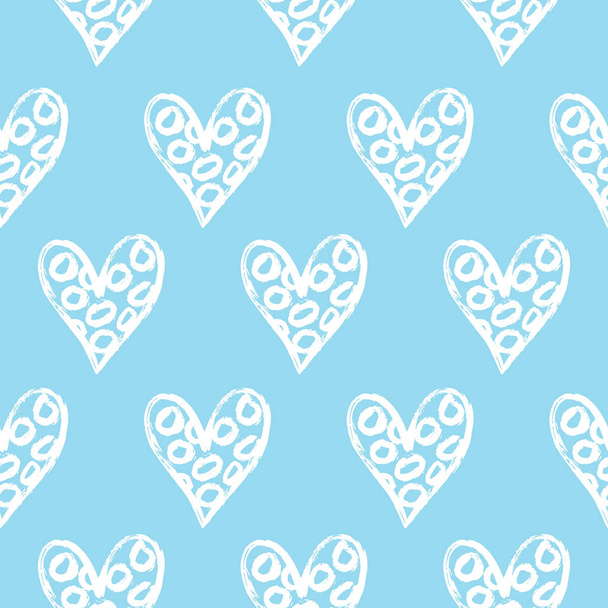 Vector illustration, seamless decorative pattern with hand drawn hearts. - Vetor, Imagem