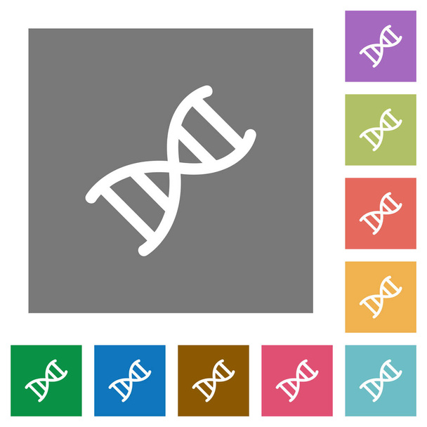 DNS molekula lapos ikonok egyszerű színes négyzet hátterek - Vektor, kép