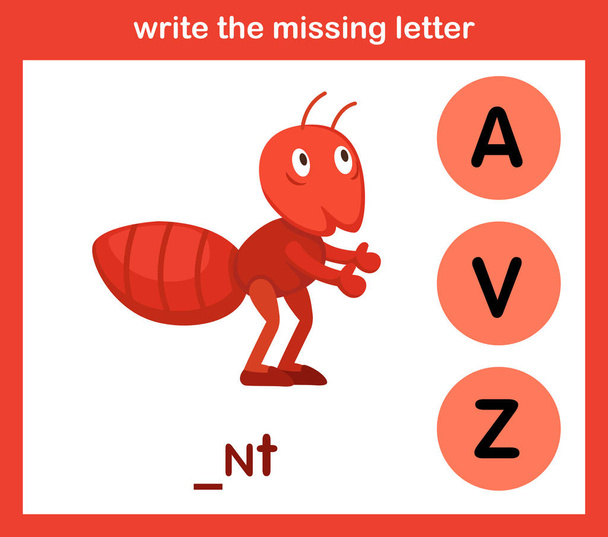 write the missing letter,illustration, vector - Vector, Image