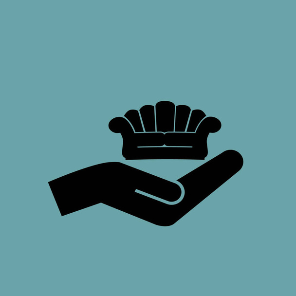 sofá en el icono del vector de mano
 - Vector, Imagen