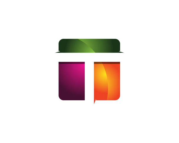 Moderni värikäs T-kirjain 3D Square Negatiivinen Space Logo Design malli
 - Vektori, kuva