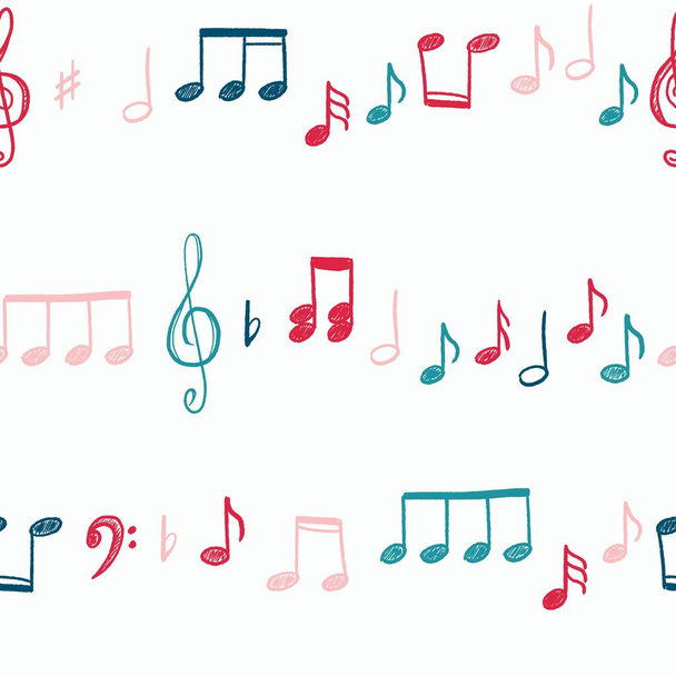 Kesintisiz müzik doku - notlar ve clefs doodle vektör moda deseni. - Vektör, Görsel