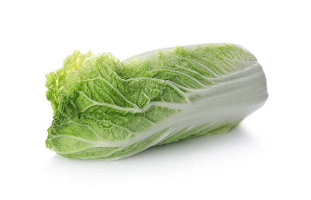 Fresh ripe cabbage on white background - Fotoğraf, Görsel