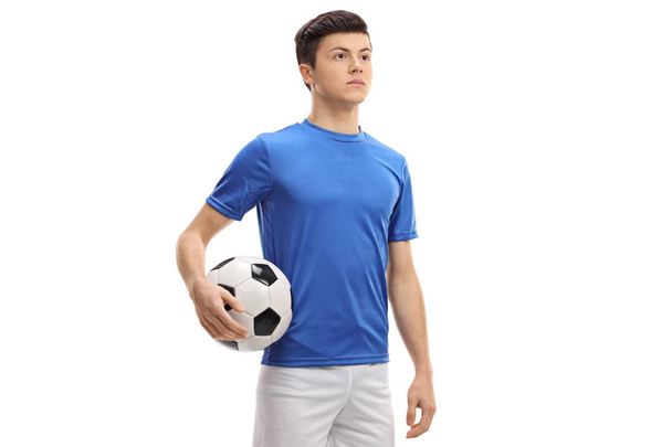 Teenage soccer player isolated on white background - Foto, Bild