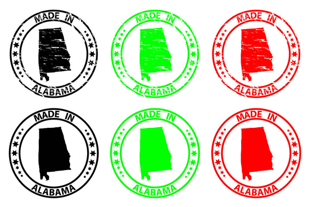 Alabama - gumibélyegző - vektor készült Alabama (Egyesült Államok) megjelenítése minta - fekete-zöld-piros - Vektor, kép