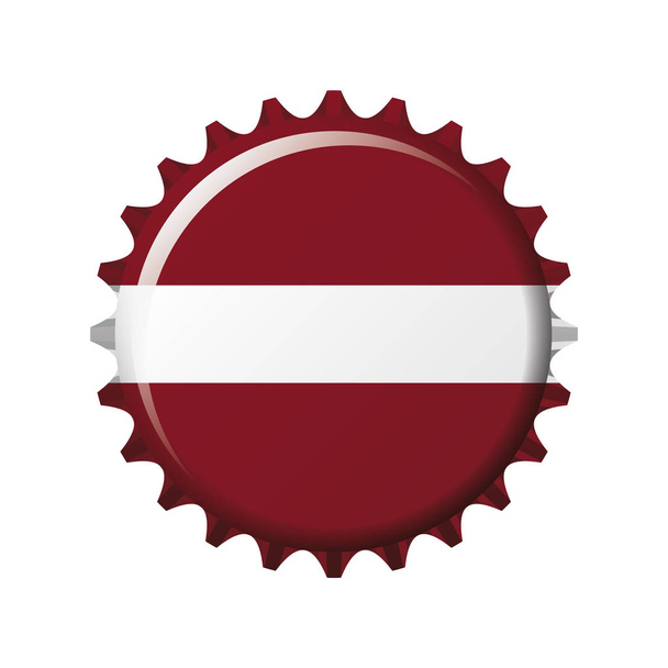 Nationale vlag van Letland op een fles dop. Vectorillustratie - Vector, afbeelding