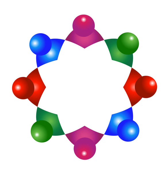 Parti logo sosyal ağ sarılma insanları konsept yıldız şekli vektör tasarımı - Vektör, Görsel