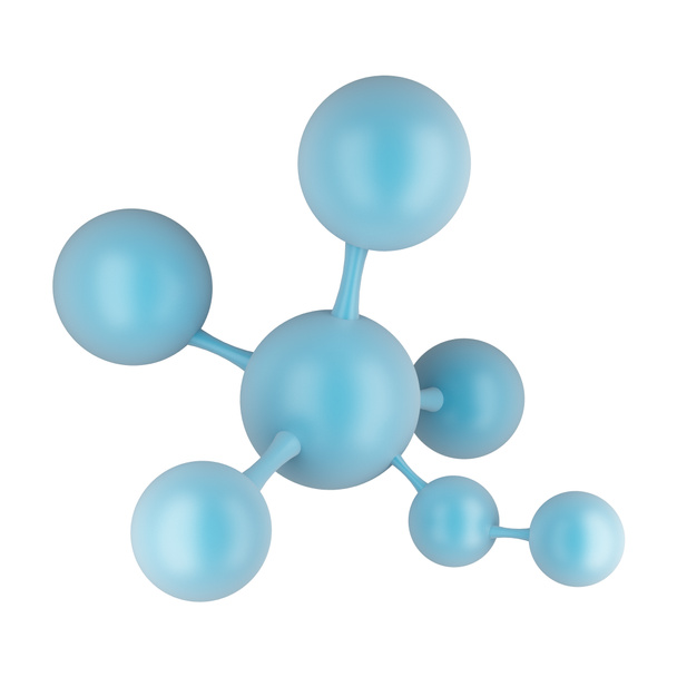 Molekula nebo atom izolovaných na bílém pozadí. Abstraktní struktura vědy a lékařské koncept, 3d obrázek. - Fotografie, Obrázek