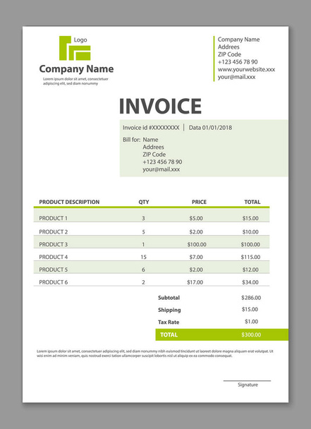 Creative vector illustration of invoice form template for your billing isolated on transparent background. Customizable business company art design. Abstract concept graphic order description element - Vector, Image