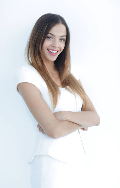 Portrait of a beautiful brunette on white background - Foto, Bild