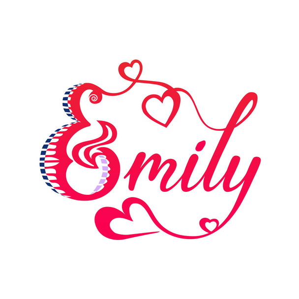 Vector illustration of name Emily text for posters, banners, blogs, postcards, decoration. - Вектор,изображение