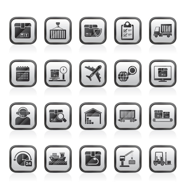 Logistics, delivery, transportation and cargo icons -vector icon set - Vektor, Bild