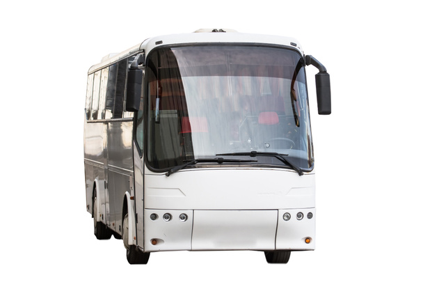 Büyük beyaz tur otobüsü izole beyaz arka plan - Fotoğraf, Görsel