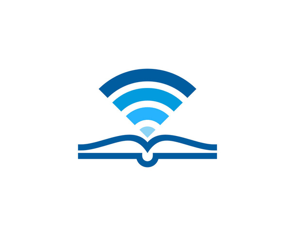Logotipo do ícone de livro de Wi-Fi - Vetor, Imagem