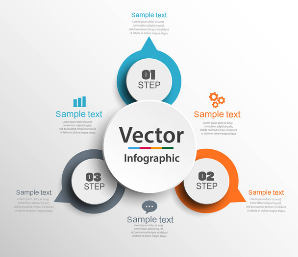 Infographic design template can be used for workflow layout, diagram, number options, web design. Infographic business concept with 3 options, parts, steps or processes.Vector eps 10 - Vektor, Bild