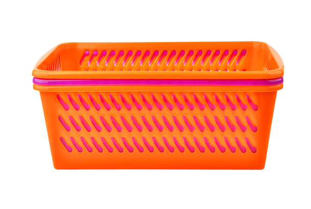 Color plastic basket, isolated on white background - Photo, Image