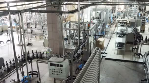Bottelen en afdichten van lopende lijn in winery fabriek - Video