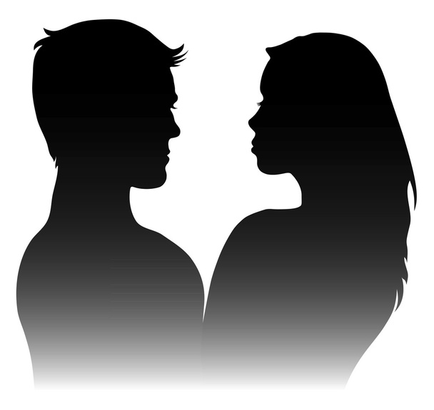 silhouettes of men and women - Vector, Image