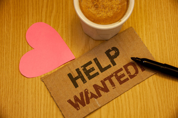 Conceptual hand writing showing Help Wanted Motivational Call. Business photo textss Employee needed Worker Recruitment Headhunting - Photo, Image