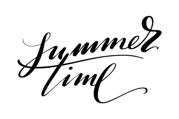 Summer time words. Hand drawn creative calligraphy and brush pen lettering, design for holiday greeting cards and invitations. - Vector, Image