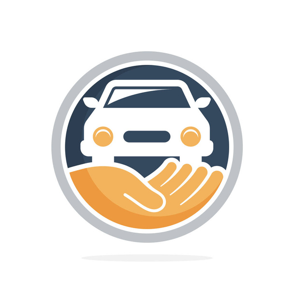 Векторна ілюстрація значок з концепцією автосервісу, страхування автомобілів, бізнес з прокату автомобілів
 - Вектор, зображення