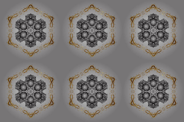 Modelo de invierno hecho de copos de nieve en colores grises, marrones y beige. Ilustración rápida. Piso plano. Concepto de invierno. - Foto, imagen