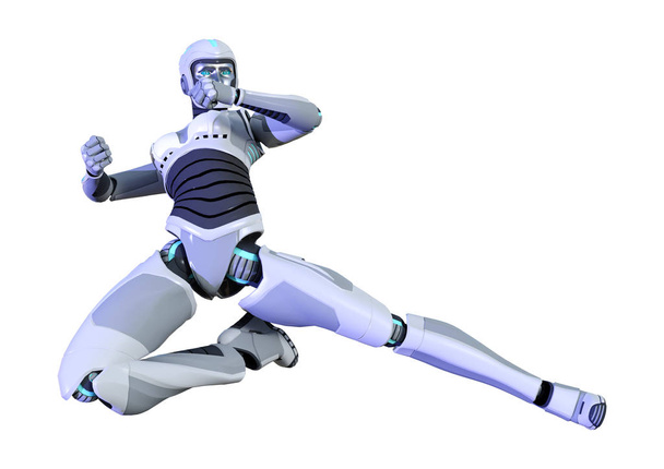 3D rendering of a female robot isolated on white background - Φωτογραφία, εικόνα