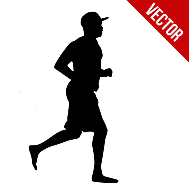 Läufer-Silhouette auf weißem Hintergrund, Vektor-Illustration - Vektor, Bild