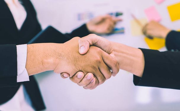 Closed up hand shaking in business meeting deal - Photo, image