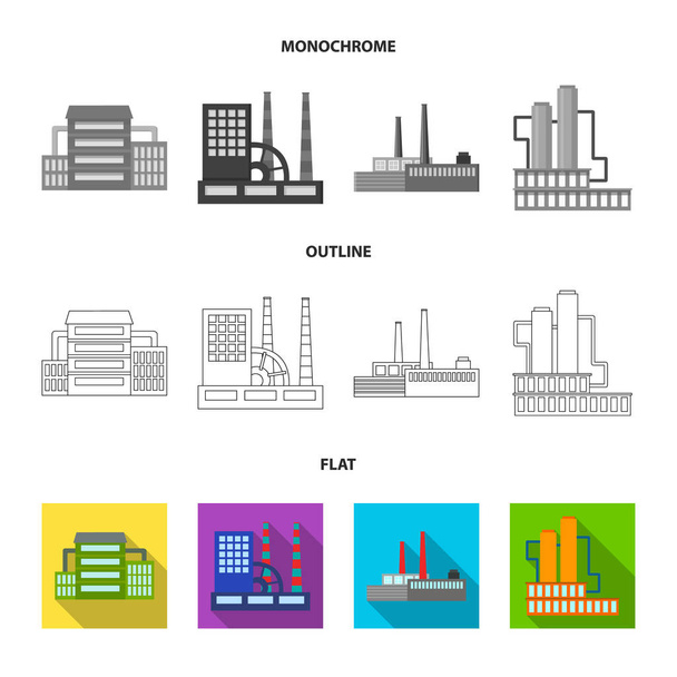 Industry, production.Factory set collection icons in flat, outline, monochrome style vector symbol stock illustration web
. - Вектор,изображение