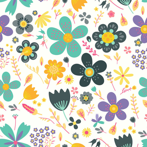 Amazing floral vector seamless pattern of flowers - Vektori, kuva