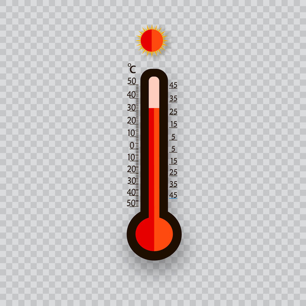 Meteorology thermometers isolated. Cold and heat temperature. Vector illustration. Celsius and fahrenheit - Vektor, obrázek