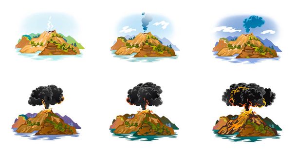 A set of volcanoes - Vector, Image