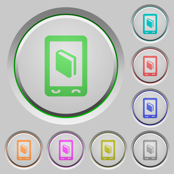 Icone a colori del dizionario mobile sui pulsanti affondati
 - Vettoriali, immagini