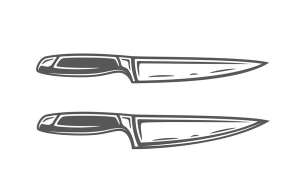 白い背景で隔離のナイフのセットです。料理デザインのロゴと紋章のシンボル。ベクトル図 - ベクター画像