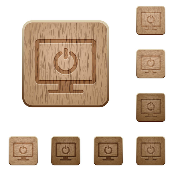 Показувати режим очікування на закруглених квадратних різьблених дерев'яних стилях кнопок
 - Вектор, зображення