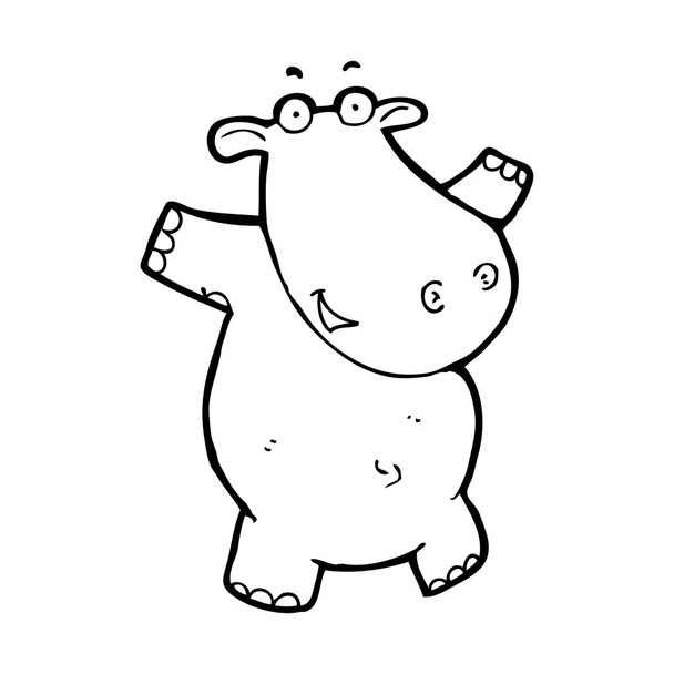 komik hippo karikatür - Vektör, Görsel